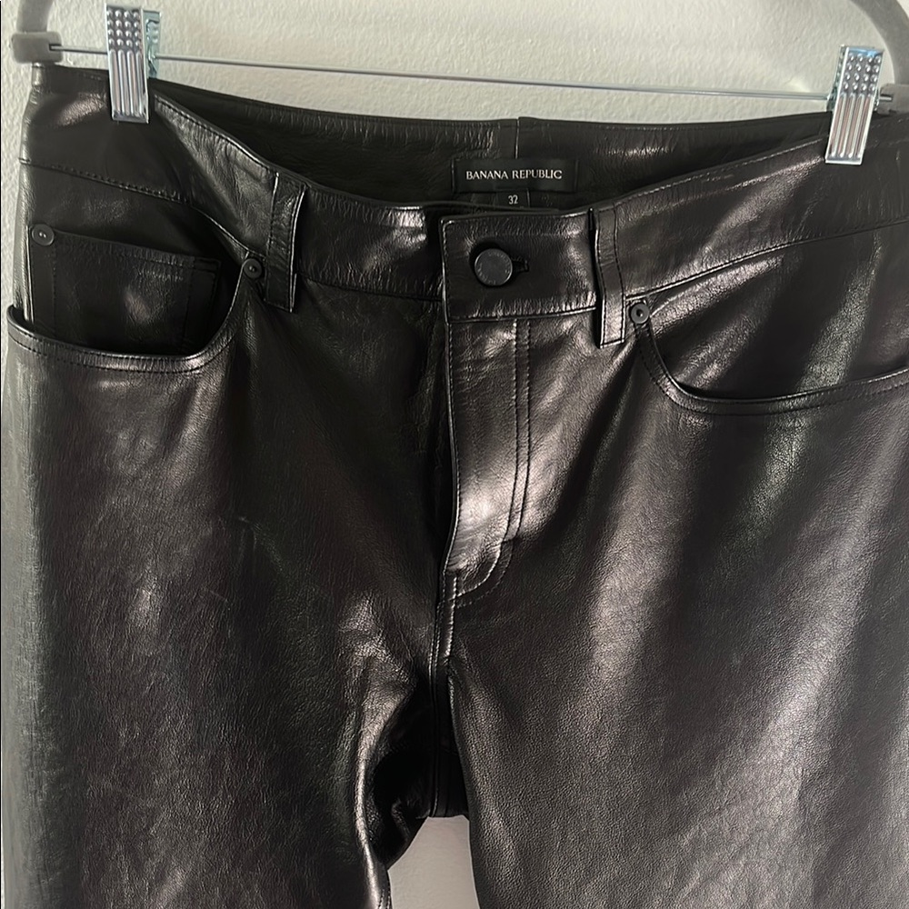 Banana Republic Black 100% Leather Trousers